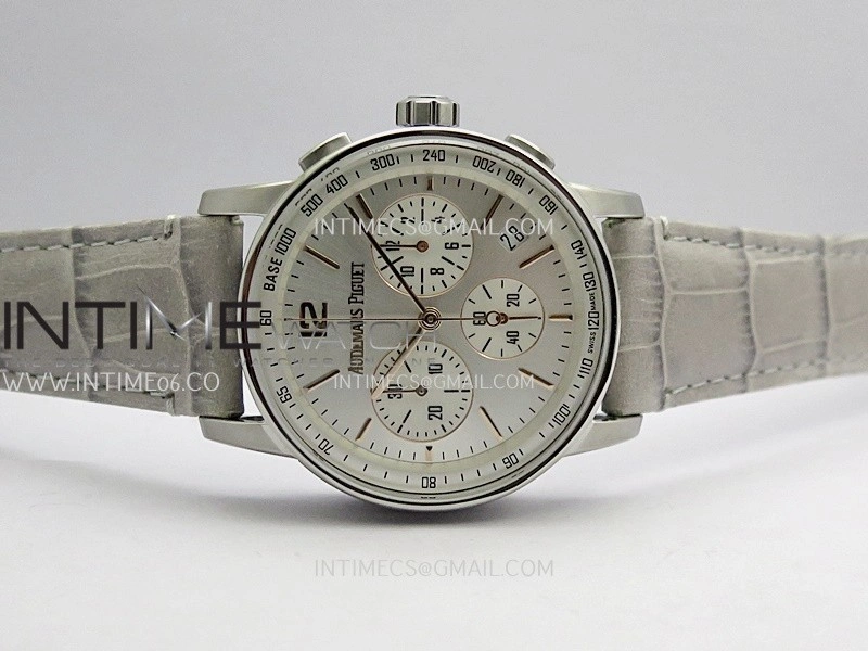 Code 11.59 Chrono 26393 SS APSF 1:1 Best Edition Silver Dial On Gray Leather Strap Super Clone SA4401